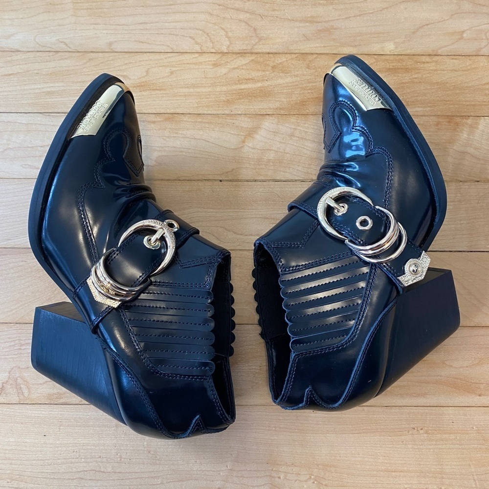 Versace Jeans Couture Gold and Black Leather booties Size EU 37​​ - Picture 8 of 11